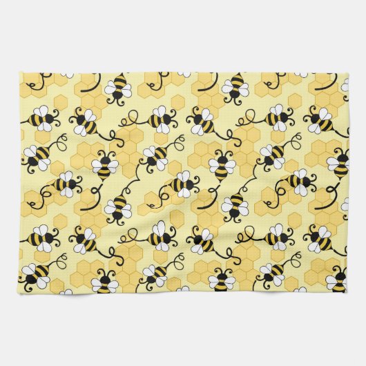 Niedliches Bienenmuster Geschirrtuch (Horizontal)