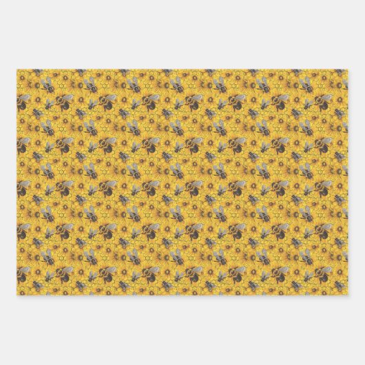 Niedliches Bienenmuster-Party Geschenkpapier Set (Vorderseite 3)