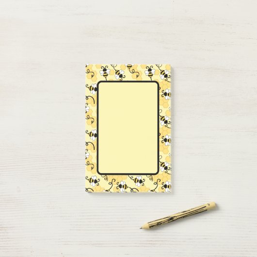 Niedliches Bienenmuster Post-it Klebezettel (Auf Schreibtisch)