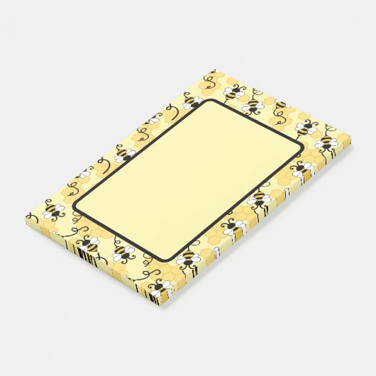 Niedliches Bienenmuster Post-it Klebezettel (angewinkelt)