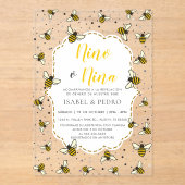 Niedliches Bienenmuster - Spanische Geschlechtsübe Acryleinladungen (Vorderseite)