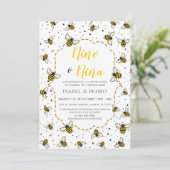 Niedliches Bienenmuster - Spanische Geschlechtsübe Einladung (Stehend Vorderseite)