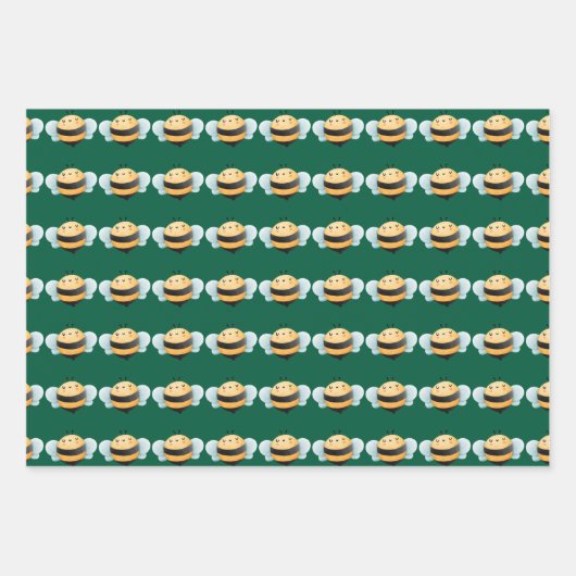 Niedliches Bienenpapier. Geschenkverpackung. Geschenkpapier Set (Vorderseite 3)
