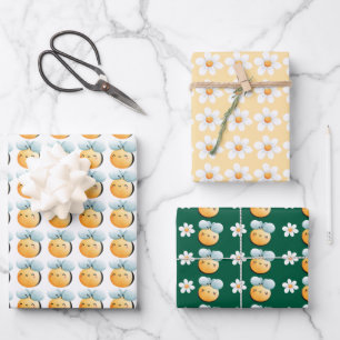 Niedliches Bienenpapier. Geschenkverpackung. Wrapp Geschenkpapier Set