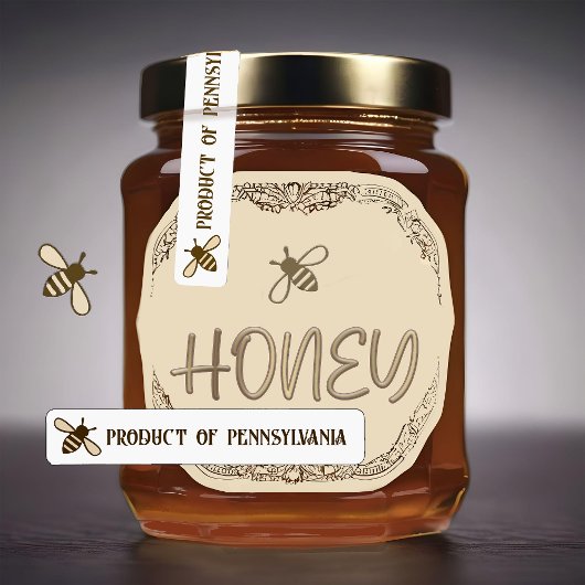 Niedliches Bienenschutzlabel oder LAND Honey Lid S Etiketten
