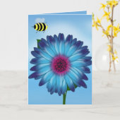 Niedliches Bienentreffen auf Blaue Blume Karte (Gelbe Blume)