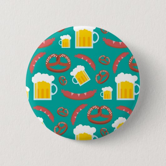 Niedliches Bier- und Wurstmuster Button (Vorderseite)