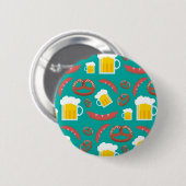 Niedliches Bier- und Wurstmuster Button (Vorne & Hinten)