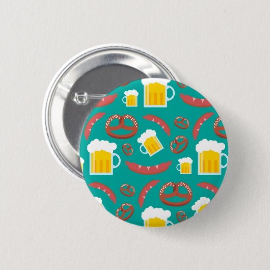 Niedliches Bier- und Wurstmuster Button (Vorne & Hinten)
