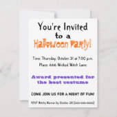 Niedliches Big Eye Hexenmädchen & Owl Whimsisches  Einladung (Rückseite)