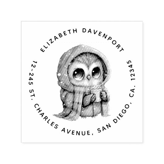 Niedliches Big Mit Augen Owl mit Kaffeehaus Permastempel (Design)