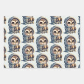 Niedliches Big Mit Augen Owl mit Kaffeemuster Geschenkpapier Set (Vorderseite 3)