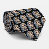 Niedliches Big Mit Augen Owl mit Kaffeemuster Krawatte (Gerollt)