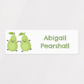 Niedliches Birnenpaar Cartoon personalisiert Etiketten (Design 1)