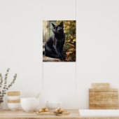Niedliches Black Bombay Cat Art Print Poster (Küche)