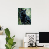 Niedliches Black Bombay Cat Art Print Poster (Heimbüro)