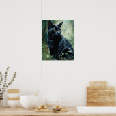 Niedliches Black Bombay Cat Art Print Poster (Küche)