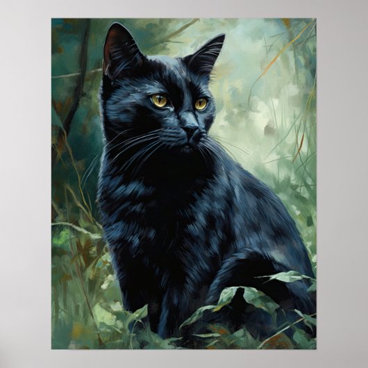 Niedliches Black Bombay Cat Art Print Poster (Vorne)