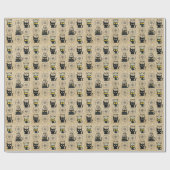 Niedliches Black Cat and Present-Gold Glitzer-Meow Geschenkpapier (Flach)