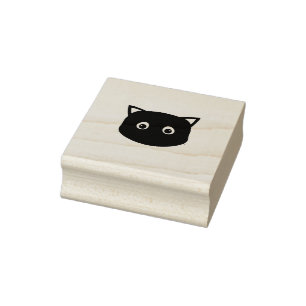Niedliches Black Cat-Gesicht Gummistempel