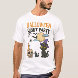 Niedliches Black Cat Hexe Halloween Night Party T-Shirt