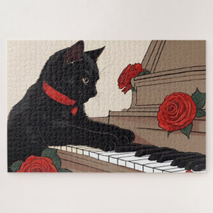 Niedliches Black Cat Piano Puzzle