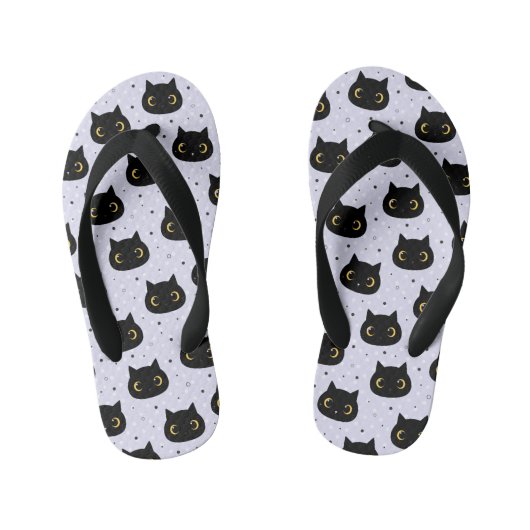 Niedliches Black Cat Polka Dot Pattern Kinderbadesandalen (Fußbett)