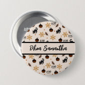 Niedliches Black Cat Pumpkin Halloween-Muster Button (Vorne & Hinten)