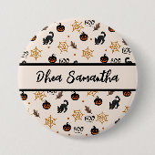 Niedliches Black Cat Pumpkin Halloween-Muster Button (Vorderseite)