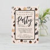 Niedliches Black Cat Pumpkin Halloween-Muster Einladung (Stehend Vorderseite)