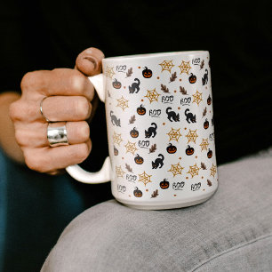 Niedliches Black Cat Pumpkin Halloween-Muster Kaffeetasse