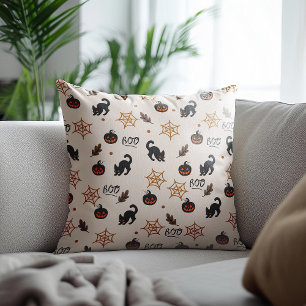 Niedliches Black Cat Pumpkin Halloween-Muster Kissen