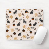 Niedliches Black Cat Pumpkin Halloween-Muster Mousepad (Mit Mouse)