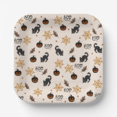 Niedliches Black Cat Pumpkin Halloween-Muster Pappteller (Vorderseite)