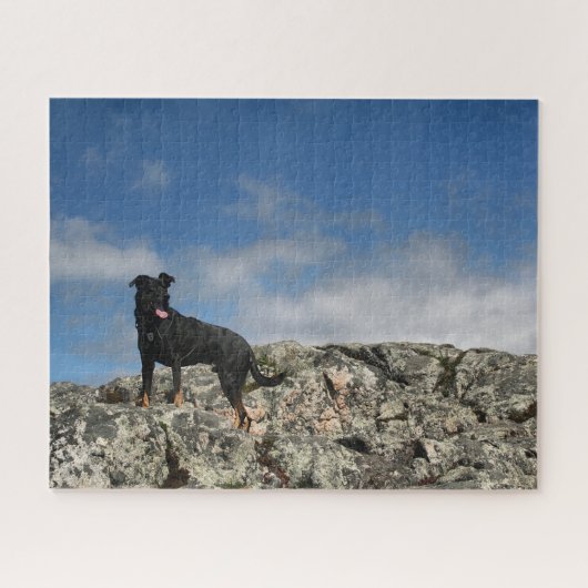 Niedliches Black Dog Mutt Labrador Shephered Pictu Puzzle (Horizontal)