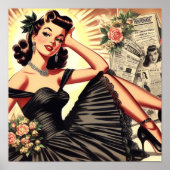 Niedliches Black Dress Button-up Poster (Vorne)