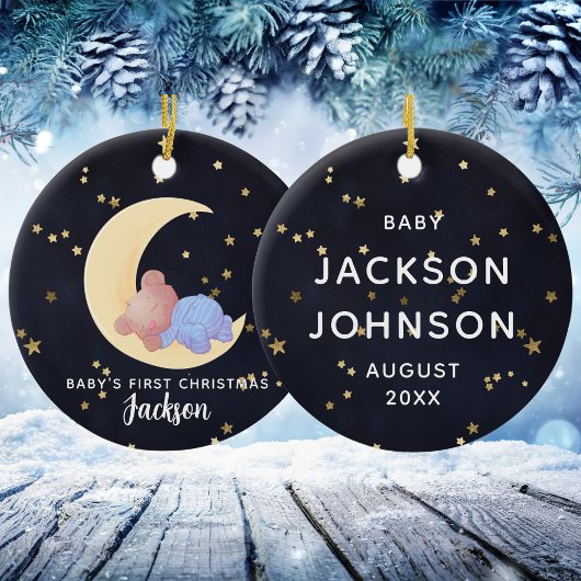 Niedliches Black Gold Bär Boy Baby's First Christm Keramik Ornament