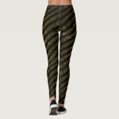 Niedliches Black Gold Candy Strip Glitzer Muster Leggings (Rückseite)