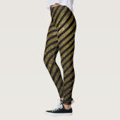 Niedliches Black Gold Candy Strip Glitzer Muster Leggings (Links)