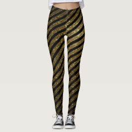 Niedliches Black Gold Candy Strip Glitzer Muster Leggings