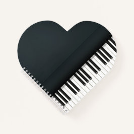 Niedliches Black Grand Piano Herz geformt Notizblock