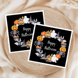 Niedliches Black Happy Halloween Illustration Part Serviette