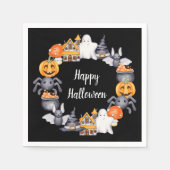 Niedliches Black Happy Halloween Illustration Part Serviette (Vorderseite)