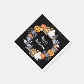 Niedliches Black Happy Halloween Illustration Part Serviette (Ecke)