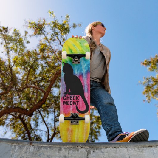 Niedliches Black Karo Meowt-Skateboarddeck Skateboard (Außenbereich 1)