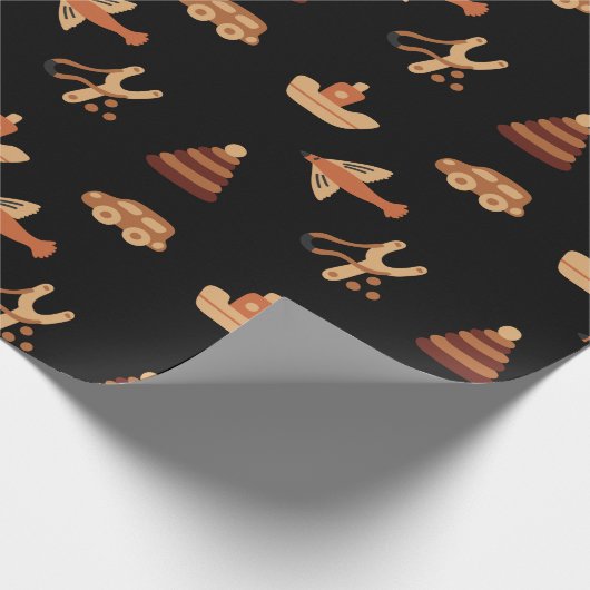 Niedliches Black Kids Toys Flugzeug Wrapping Paper Geschenkpapier (Ecke)