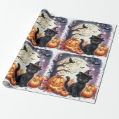Niedliches Black Kitty Cat Halloween Wrapping Pape Geschenkpapier (Ungerollt)