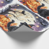 Niedliches Black Kitty Cat Halloween Wrapping Pape Geschenkpapier (Ecke)