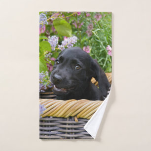 Niedliches Black Labrador Retriever Doppy Pet Foto Badhandtuch Set