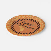 Niedliches Black Orange Ghost Happy Halloween Part Pappteller (Schrägansicht)